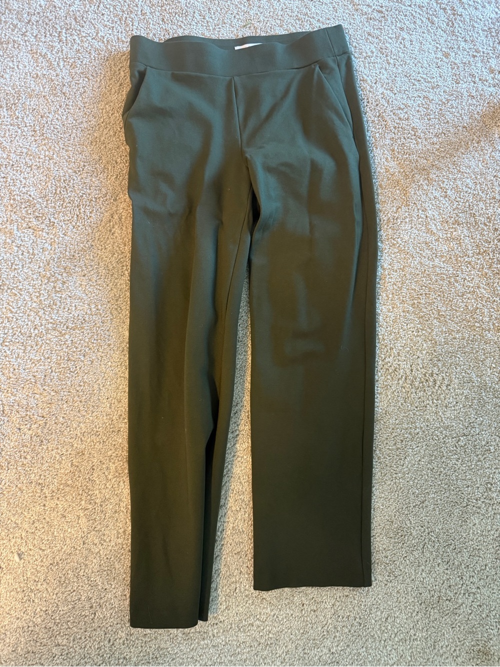 LOFT Olive Green Cropped Straight-Leg Pants